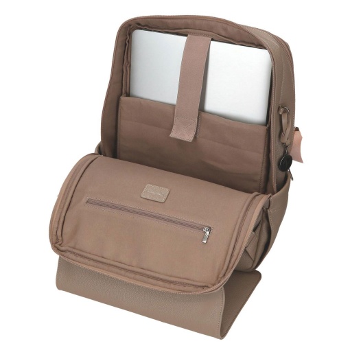 Pepe Jeans Frame taupe laptop and tablet backpack, adaptable to a trolley.