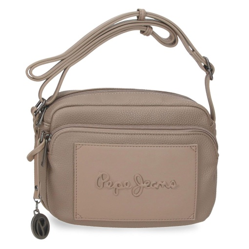Bolso de hombro Pepe Jeans Frame, color topo, 21x15x6cm