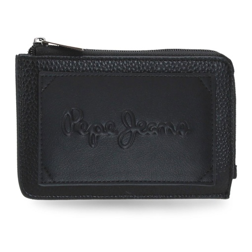 Cartera Pepe Jeans Frame, negra, 13,5 x 8 x 1,5 cm