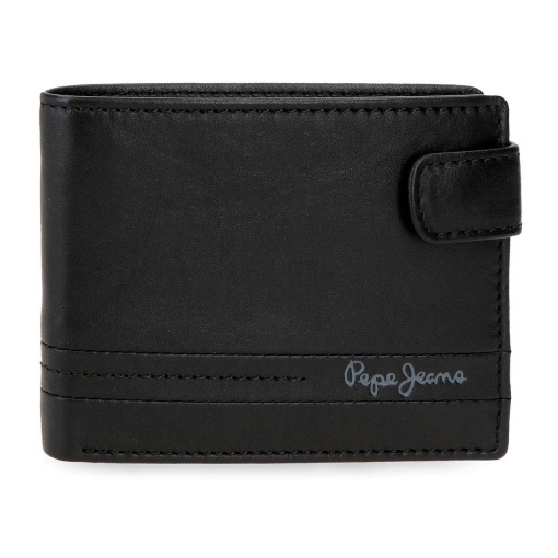 Carteira com presilha Pepe Jeans Aspen preto 11x8,5x1cm