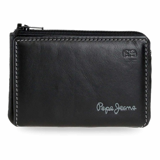 Tarjetero/monedero Pepe Jeans Parker negro de 11x7x1,5 cm.