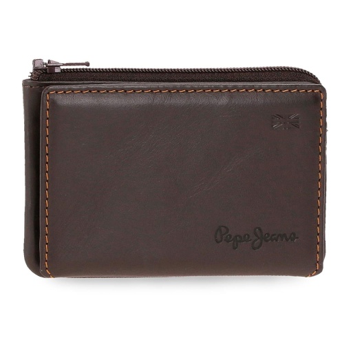 Tarjetero/monedero Pepe Jeans Parker marrón, 11x7x1,5 cm.
