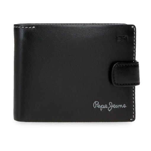 Cartera negra Pepe Jeans Parker con cierre, 11x8,5x1cm