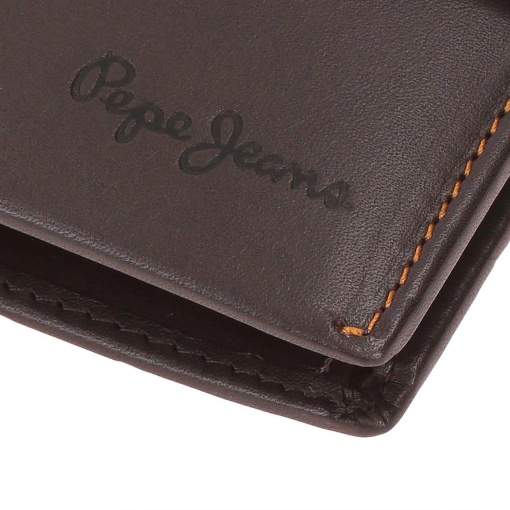 Pepe Jeans Parker brown wallet with clasp, 11x8.5x1cm