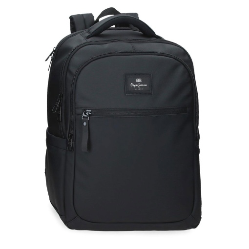 Mochila negra Pepe Jeans Dudley para portátil de 15,6" y tableta de 12", adaptable a carrito.