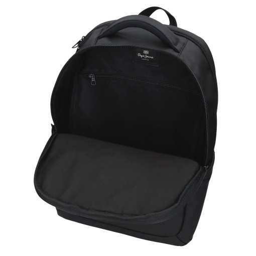 Pepe Jeans Dudley black backpack for 15.6" laptop and 12" tablet, adaptable to a trolley.