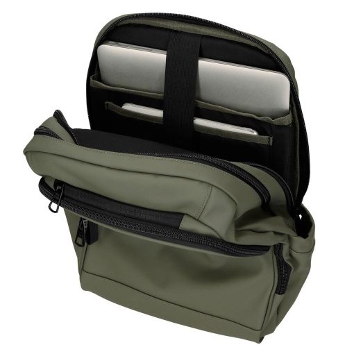 Pepe Jeans Dudley dark green backpack for 13.3" laptop and 12" tablet, adaptable to a trolley.