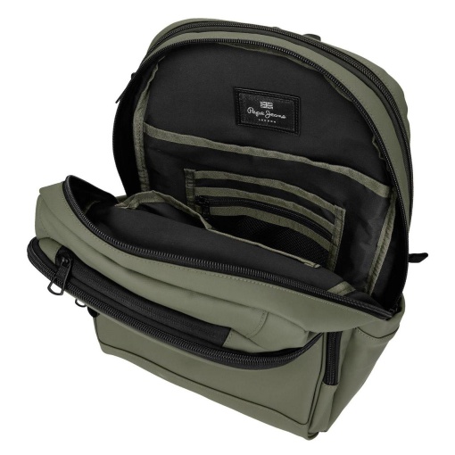 Pepe Jeans Dudley dark green backpack for 13.3" laptop and 12" tablet, adaptable to a trolley.