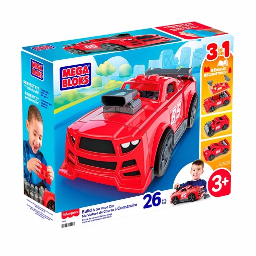 Mega Bloks 26-piece race car to build 3 in 1 Mattel JKG35