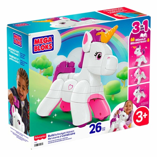 Mega Bloks 26-piece charming unicorn to build 3 in 1 Mattel JKG36