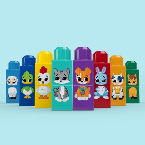 Mega Bloks, tractor de 30 piezas para armar y combinar animales, Mattel JKG33