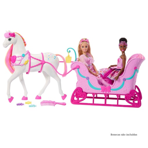 Barbie e o Quebra-Nozes cavalo e carruagem do reino dos doces Mattel JNH63