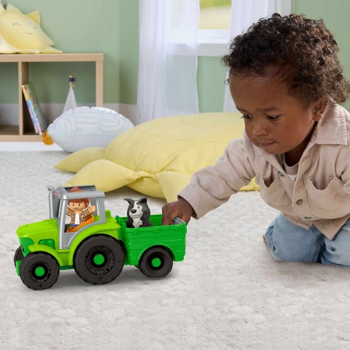 Little People trator empurra e brinca Fisher-Price Mattel JGX12