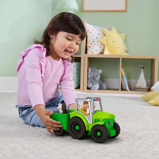 Little People trator empurra e brinca Fisher-Price Mattel JGX12