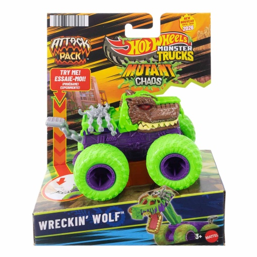 Hot Wheels Monster Trucks Mutant Chaos Attack Pack Wreckin' Wolf Mattel JMK92/JML00