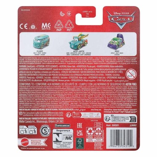 Disney Pixar Cars Mini Fillmore/Mate/Wingo Mattel (3 unidades) GKG01/JJW62