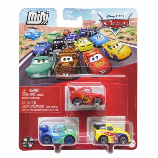 Disney Pixar Cars Mini Jeff Gorvette/Faísca McQueen/Carla Veloso Mattel (3 unidades) GKG01/HLL64
