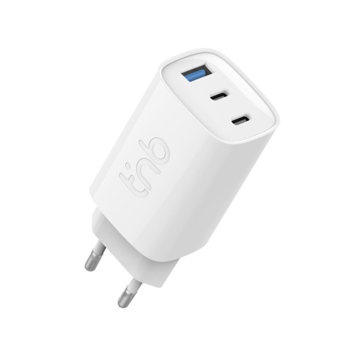 Carregador USB Tnb 2 portas USB-C + 1 porta USB-A 65W branco