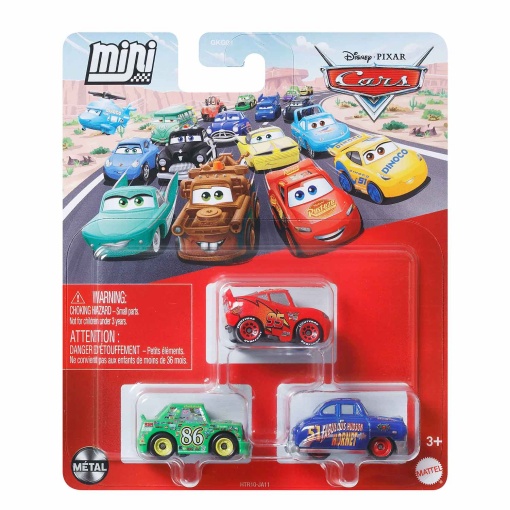 Disney Pixar Cars Mini Fabuloso Hudson Hornet/Chick Hicks/Faísca McQueen Mattel (3 unidades) GKG01/HTR10