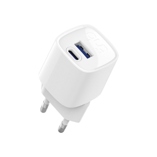 Carregador USB Tnb 1 porta USB-C + 1 porta USB-A 30W branco