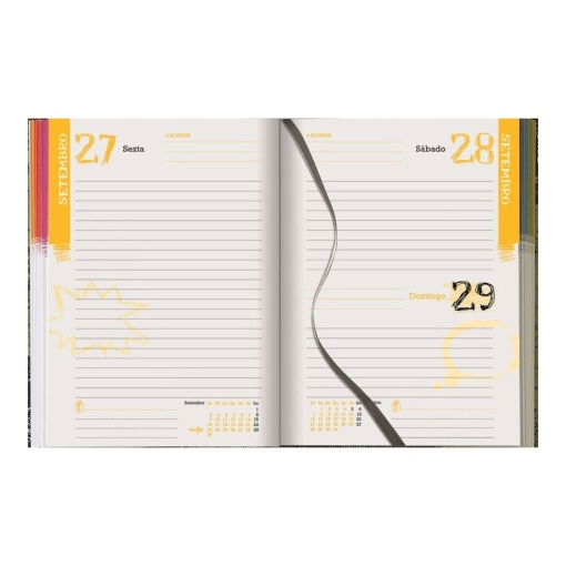 Daily school planner 120x165mm 2026/27 12 months Papiro Fluid Art Friends