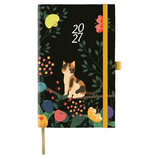 Agenda semanal A5 2027 Papiro Animal Graphic gato com elástico