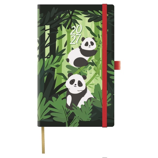 Agenda semanal A5 2027 Papiro Animal Graphic panda com elástico
