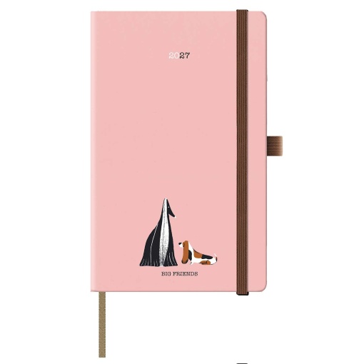 Weekly planner A6 2027 Papiro Best Friends pink with elastic closure