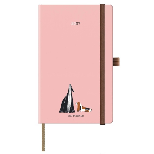 Weekly planner A5 2027 Papiro Best Friends pink with elastic closure