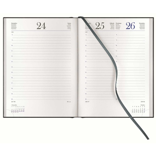 Daily planner, 120x165mm, 2027, Papiro Breeze light blue, with elastic closure.