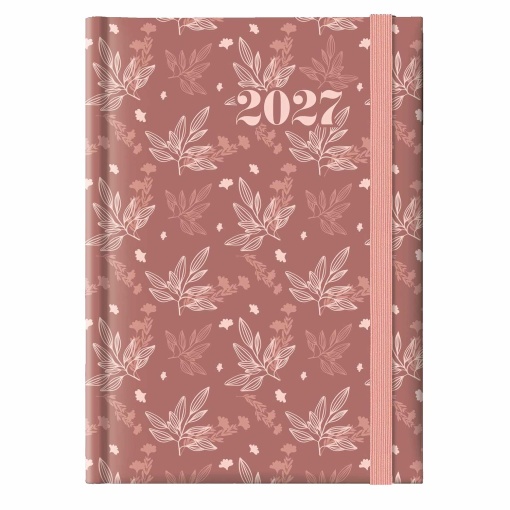 Daily planner 120x165mm 2027 Papiro Breeze pink with elastic closure