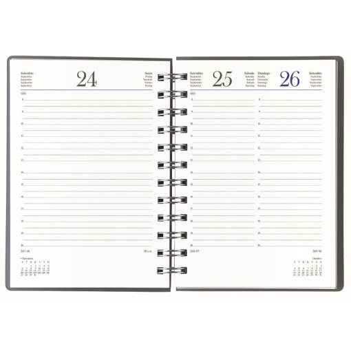 Agenda diária A5 2027 espiral Papiro Secret Garden verde com elástico