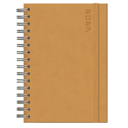 Agenda diária A5 2027 espiral Papiro Tucson mostarda com elástico