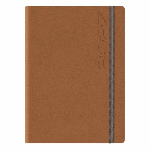 Agenda diária A5 2027 Papiro Bahamas castanho com elástico