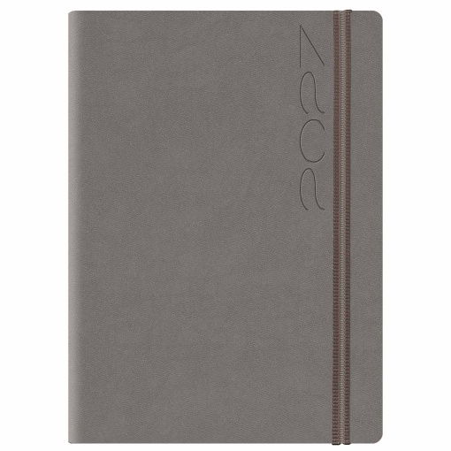 Agenda diária A5 2027 Papiro Bahamas cinza com elástico