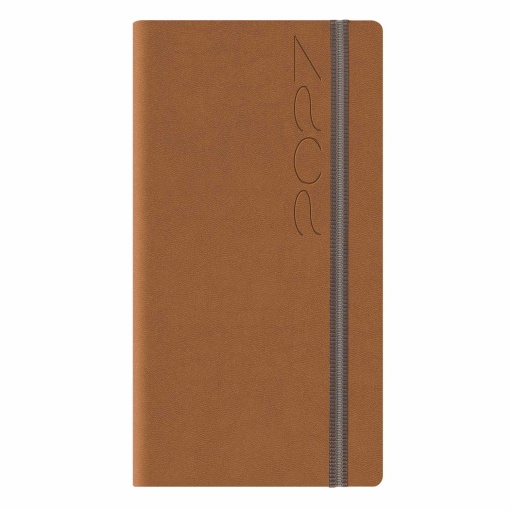 Agenda semanal A6 2027 Papiro Bahamas castanho com elástico