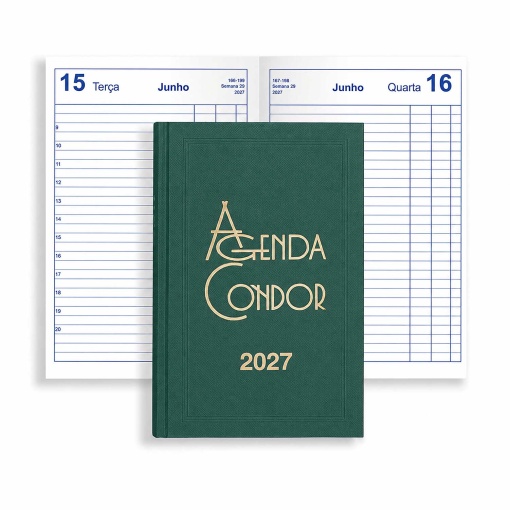 Agenda diária A5 2027 Firmo Condor verde