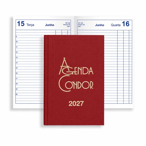 Agenda diária A5 2027 Firmo Condor vermelho