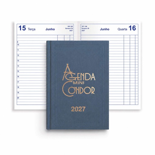 Agenda diária A6 2027 Firmo Mini Condor azul