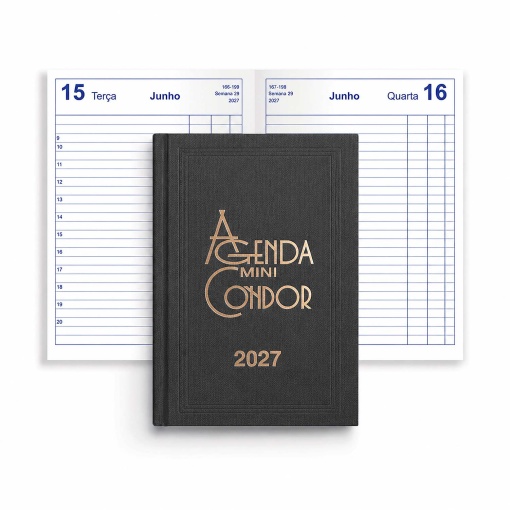 Agenda diária A6 2027 Firmo Mini Condor preto