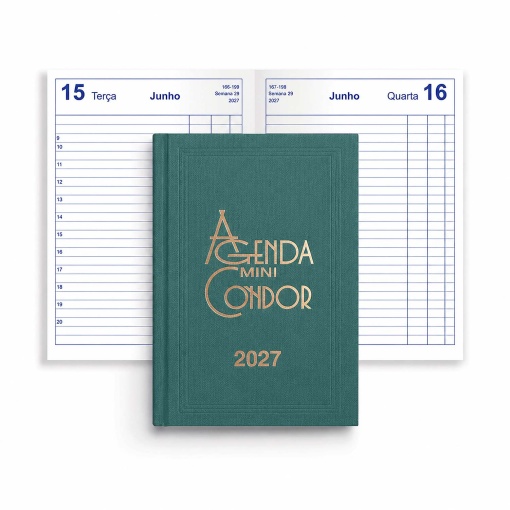Agenda diária A6 2027 Firmo Mini Condor verde