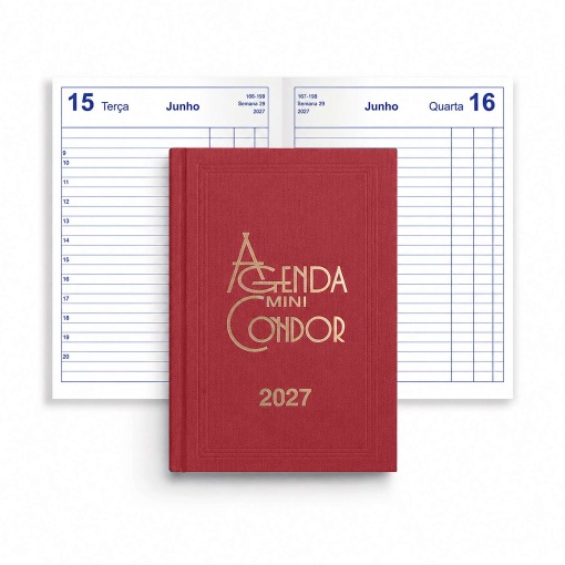 Agenda diária A6 2027 Firmo Mini Condor vermelho