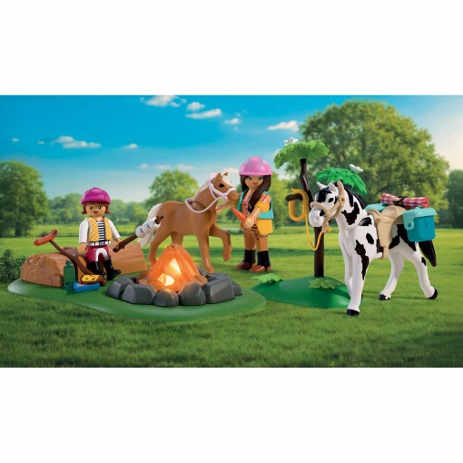 Excursión ecuestre de Playmobil "Me encantan los caballos" con fogata.