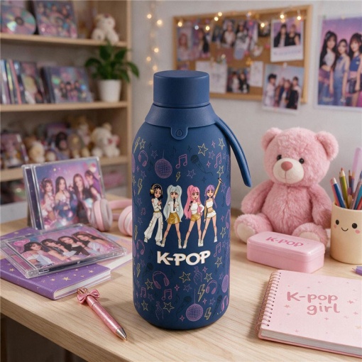 Garrafa térmica Lovely Story K-Pop azul 500ml