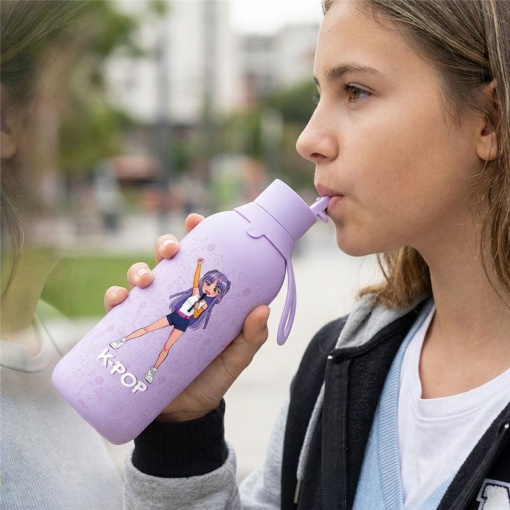 Garrafa térmica Lovely Story K-Pop lilás 500ml