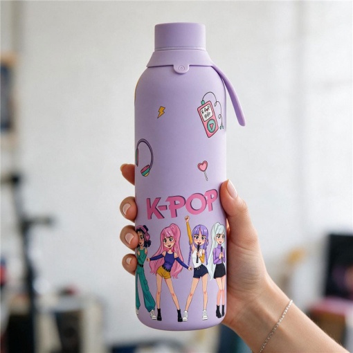 Garrafa térmica Lovely Story K-Pop lilás 750ml