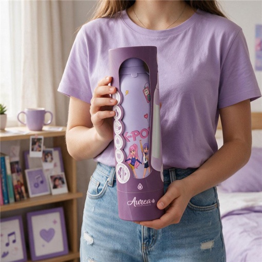 Garrafa térmica Lovely Story K-Pop lilás 750ml