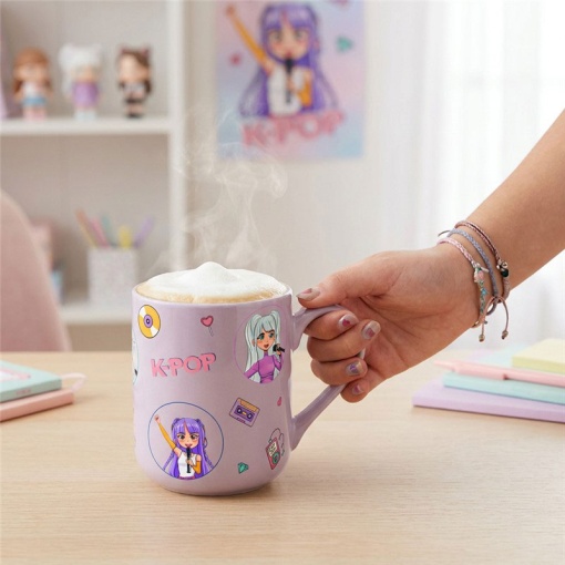 Caneca de cerâmica Lovely Story K-Pop lilás 330ml