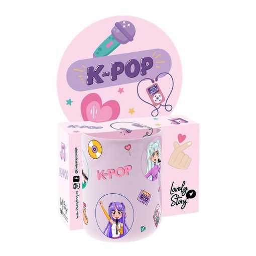 Caneca de cerâmica Lovely Story K-Pop lilás 330ml