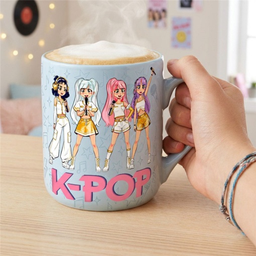 Caneca de cerâmica Lovely Story K-Pop azul 300ml